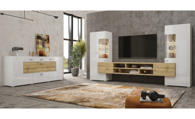 Sekcija COBY 247JMB10 Biały Połysk / Dąb Wotan